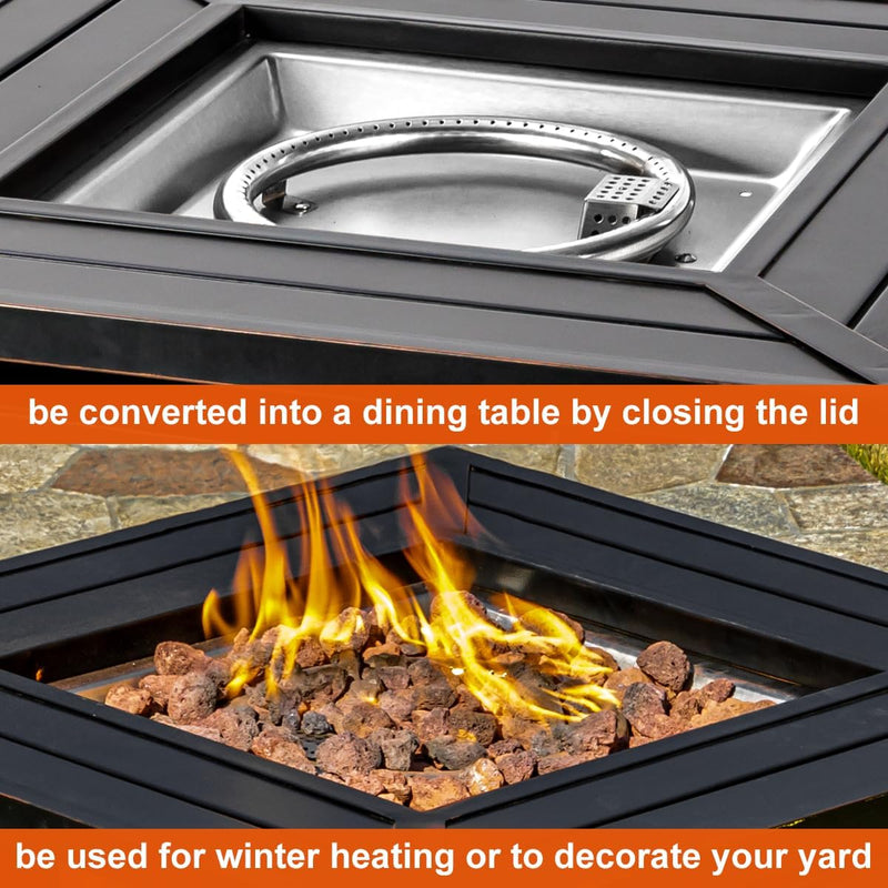 OutVue 28" Liquid Propane Fire Pit Table with Lid &Lava Rocks GFT-96856 - Refurbished