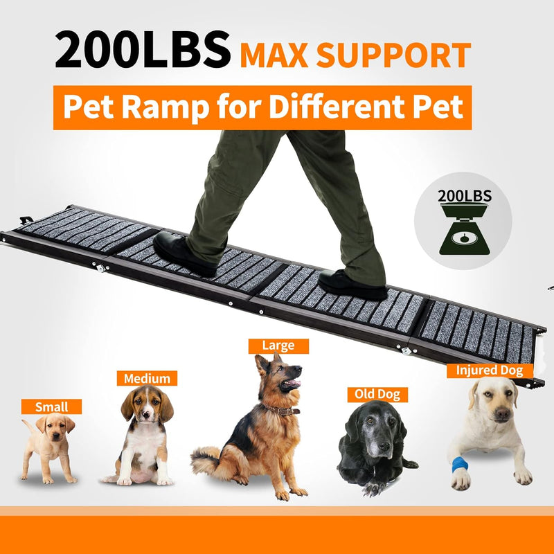 Cjymmfan 62" x 17" Folding Car Ramp for Medium & Large Dogs with Non-Slip Rug Surface ‎PD-007 - Refurbished