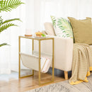 HOOBRO Gold Narrow Side Table with Fabric Magazine Loop