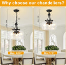 UnicozoHome 3-Light Matte Black 14.2" Clear Glass Shade Pendant Light