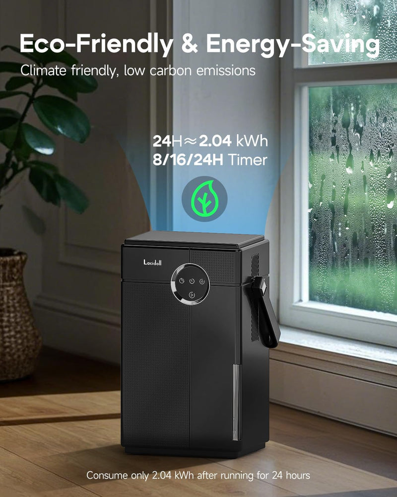 Lacidoll Mini Portable 7 Pint Dehumidifier with Drain Hose - Refurbished
