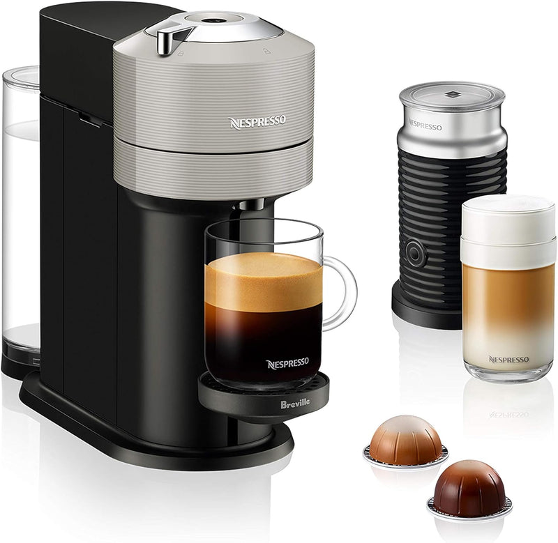Nespresso Vertuo Next Coffee and Espresso Machine by Breville with Aeroccino Milk Frother BNV520GRY1BUC1- Refurbished