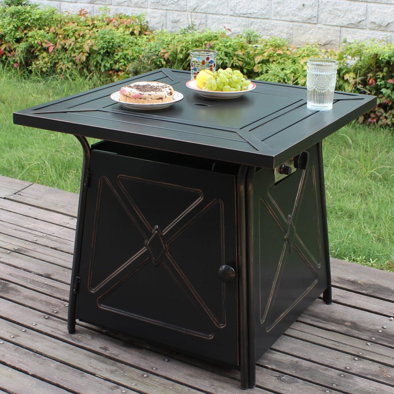 OutVue 28" Liquid Propane Fire Pit Table with Lid &Lava Rocks GFT-96856 - Refurbished