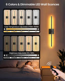 CLY Battery Operated Wall Sconce (Set of 2) - 350° Rotate Dimmable Magnetic Wall Sconces