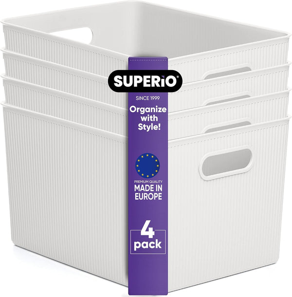 Superio Decorative Plastic Storage Bins (4 pack) 919-4 - Refurbished