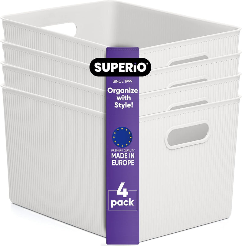 Superio Decorative Plastic Storage Bins (4 pack) 919-4 - Refurbished