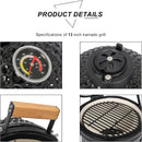 Outvita Portable 13" Round Kamado Charcoal Grill with Built-In Thermometer