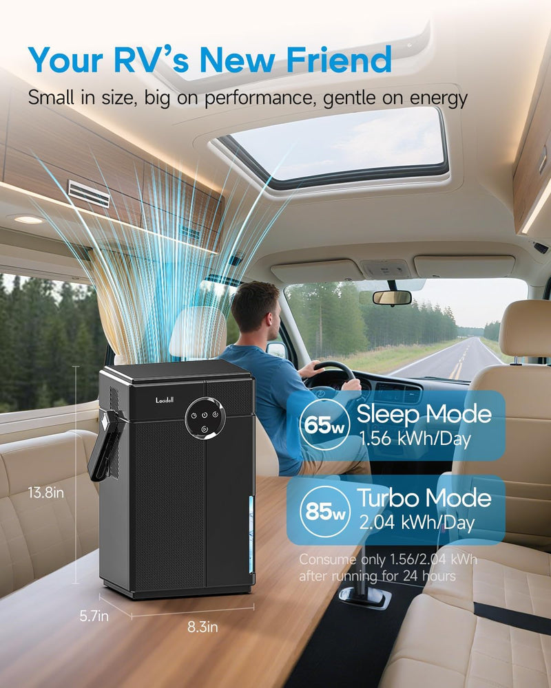 Lacidoll Mini Portable 7 Pint Dehumidifier with Drain Hose - Refurbished