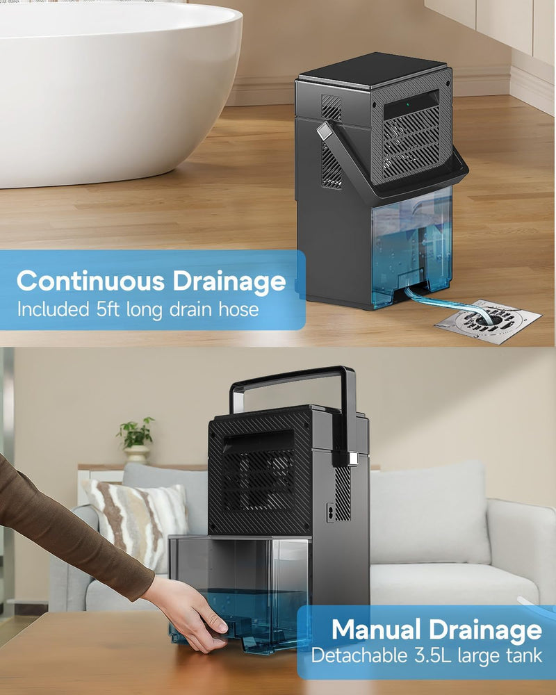 Lacidoll Mini Portable 7 Pint Dehumidifier with Drain Hose - Refurbished