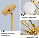 Modern Gold Sputnik Chandelier with 12 Opal Glass Globe Lights