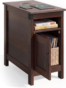 WLIVE Narrow End Table with Charging Station