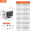 VEVOR 7500-Watt Digital Fan-Forced Wall/Ceiling Mount Shop Heater