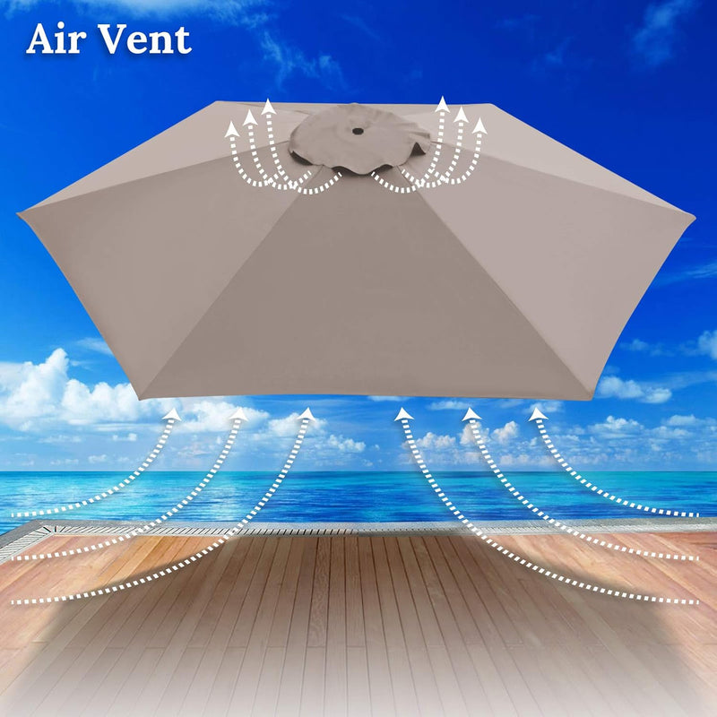 BenefitUSA Umbrella Canopy Cover 9ft 8 Rib Patio Replacement Top UC-08-TAUPE - Like New