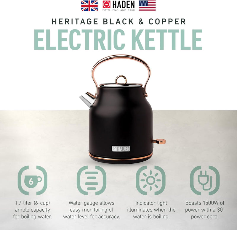 Haden Heritage1.7L Stainless Steel Electric Kettle HK01010-US - Refurbished
