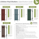 Ekena Millwork Vinyl Shutters – 12" x 55" – White – Set of 2