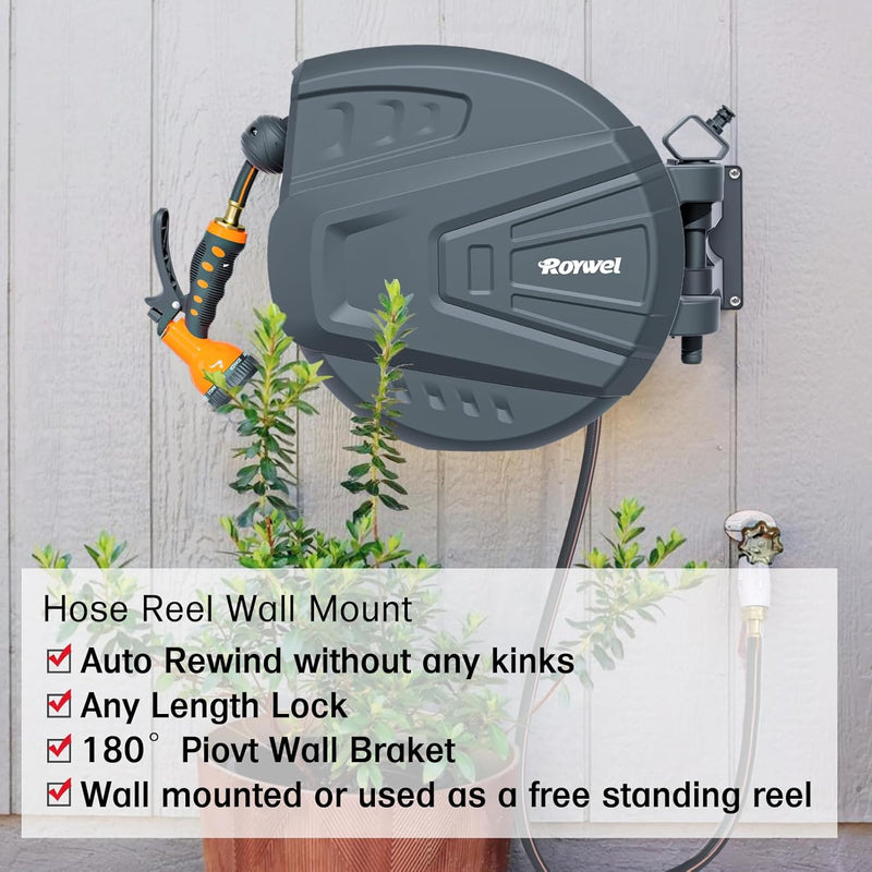 Roywel Retractable Hose Reel 1/2 in x 65ft RY-HR3565 - Refurbished