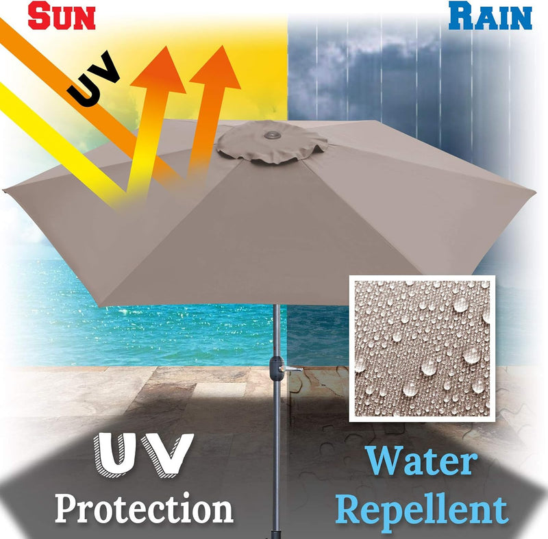BenefitUSA Umbrella Canopy Cover 9ft 8 Rib Patio Replacement Top UC-08-TAUPE - Like New