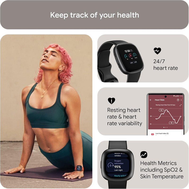 Google Fitbit Versa 4 Fitness Smart Watch FB523BKBK-FRCJK - Refurbished