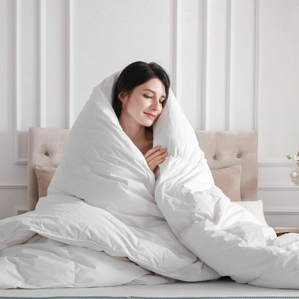 Luxury All Season Cal-King White Goose Down Feather Comforter B0CPXVYQ1F - Refurbished