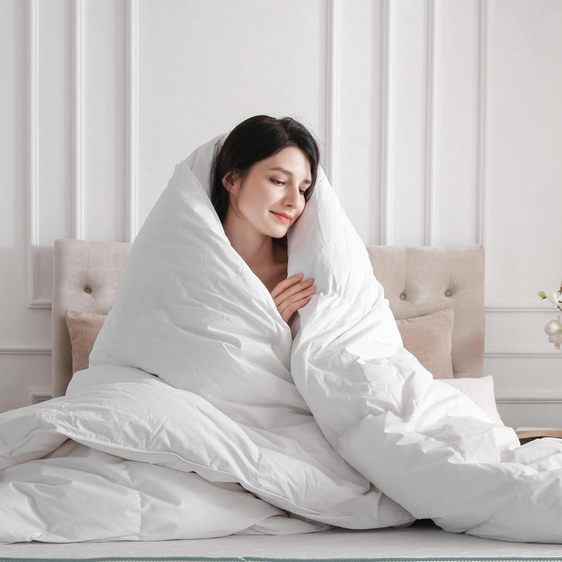 Luxury All Season Cal-King White Goose Down Feather Comforter B0CPXVYQ1F - Refurbished