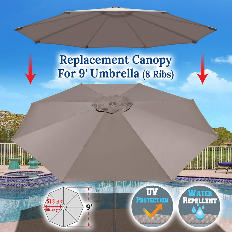 BenefitUSA Umbrella Canopy Cover 9ft 8 Rib Patio Replacement Top UC-08-TAUPE - Like New