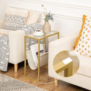 HOOBRO Gold Narrow Side Table with Fabric Magazine Loop