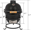 Outvita Portable 13" Round Kamado Charcoal Grill with Built-In Thermometer