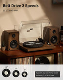 ANGELS HORN Vinyl Record Player with Stereo Bookshelf Speakers