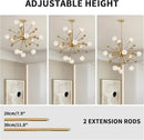 Modern Gold Sputnik Chandelier with 12 Opal Glass Globe Lights