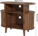 LUVIOHOME Round Record Player Stand with Charging Station & USB Ports *No Cabinet Doors*