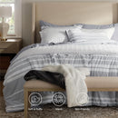 Bedsure 7 Piece Grey & White Stripped Queen Comforter Set B09SHR9KVZ - Like New