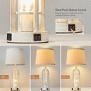 SRJJA Rustic Farmhouse Table Lamps with Nightlight and USB A+C (Set of 2)