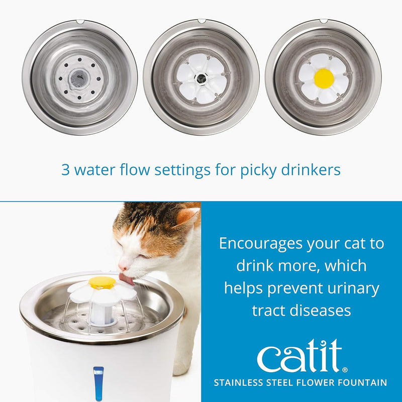 Catit Stainless Steel 3L Cat Water Fountain with Triple Filtration 43725 - Refurbished
