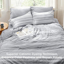 Bedsure 7 Piece Grey & White Stripped Queen Comforter Set B09SHR9KVZ - Like New