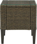 Crosley Rockport Outdoor Wicker Side Table, Light Brown