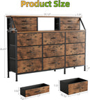 COTUBLR  55” Rustic Brown 13 Drawer Dresser