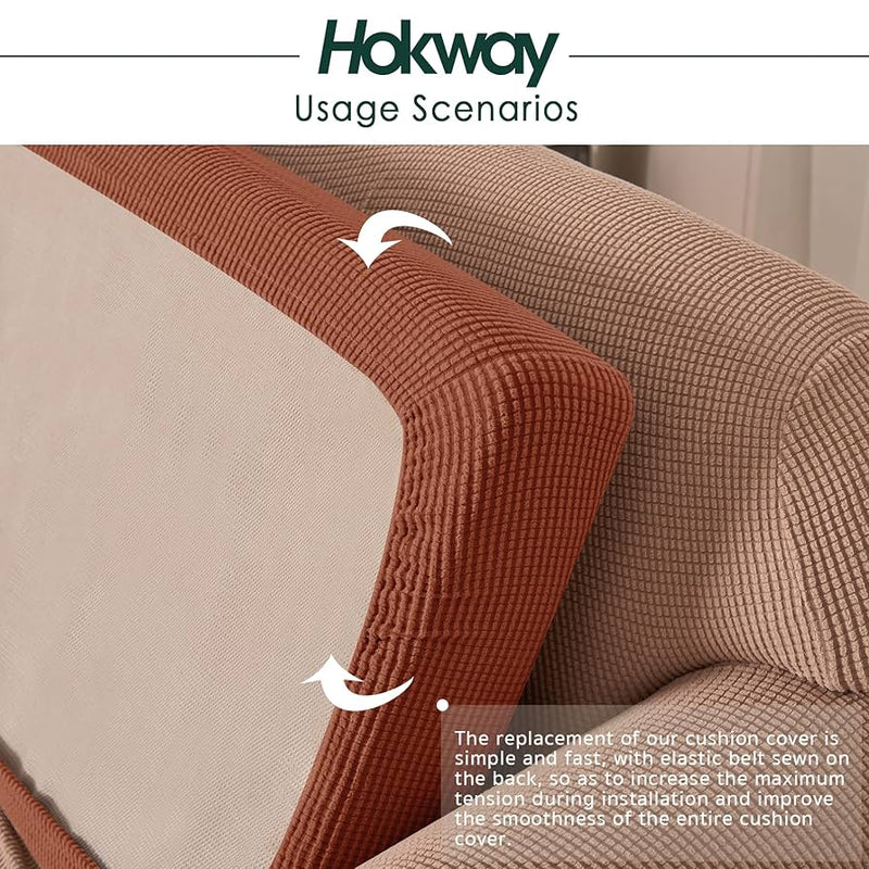 Hokway Stretch Medium Couch Cushion Slipcover in Brick B07TB1XHF7 - Like New