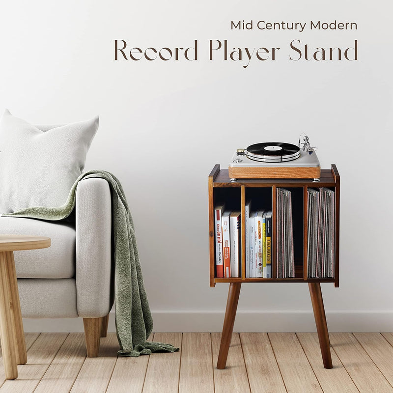 2BHOME Wooden LP Record Player Stand with 4 Cabinets 2BTC
