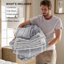 Bedsure 7 Piece Grey & White Stripped Queen Comforter Set B09SHR9KVZ - Like New