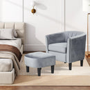 Giantex Upholstered Teddy Velvet Modern Accent Chair with Ottoman