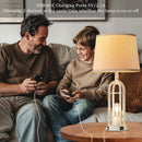 SRJJA Rustic Farmhouse Table Lamps with Nightlight and USB A+C (Set of 2)