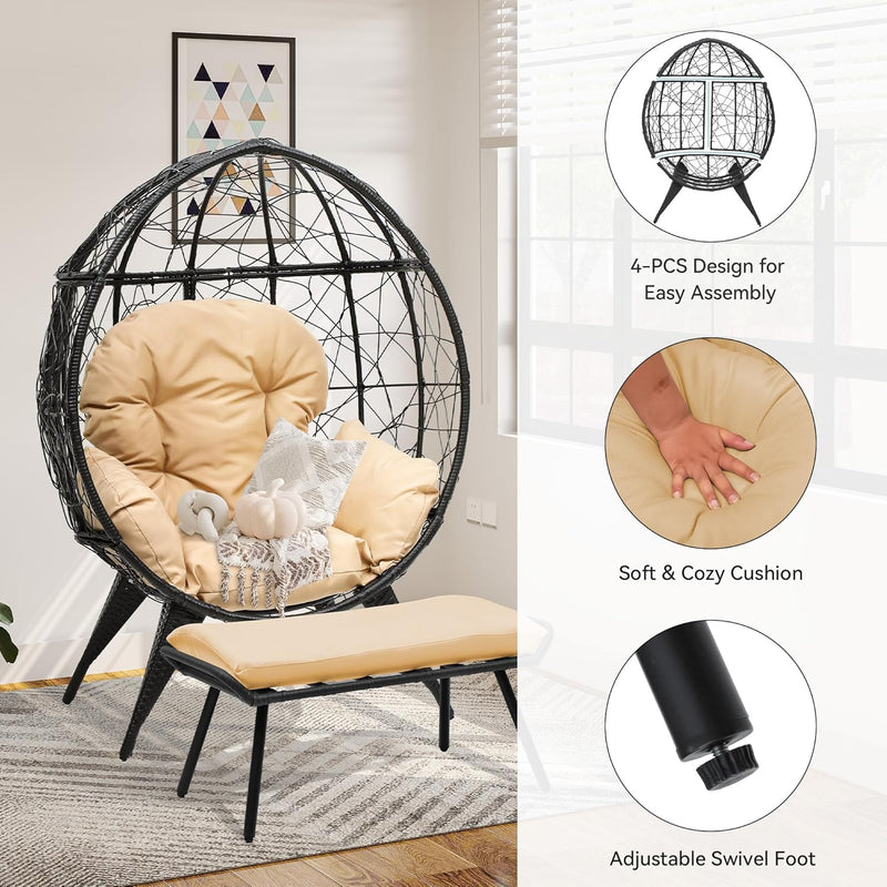 Yitahome Outdoor Wicker Egg Lounge Chair With Footrest FTPLPS-1034 - Like New