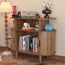 LUVIOHOME Round Record Player Stand with Charging Station & USB Ports *No Cabinet Doors*