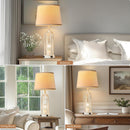 SRJJA Rustic Farmhouse Table Lamps with Nightlight and USB A+C (Set of 2)