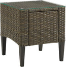 Crosley Rockport Outdoor Wicker Side Table, Light Brown