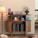 LUVIOHOME Round Record Player Stand with Charging Station & USB Ports *No Cabinet Doors*