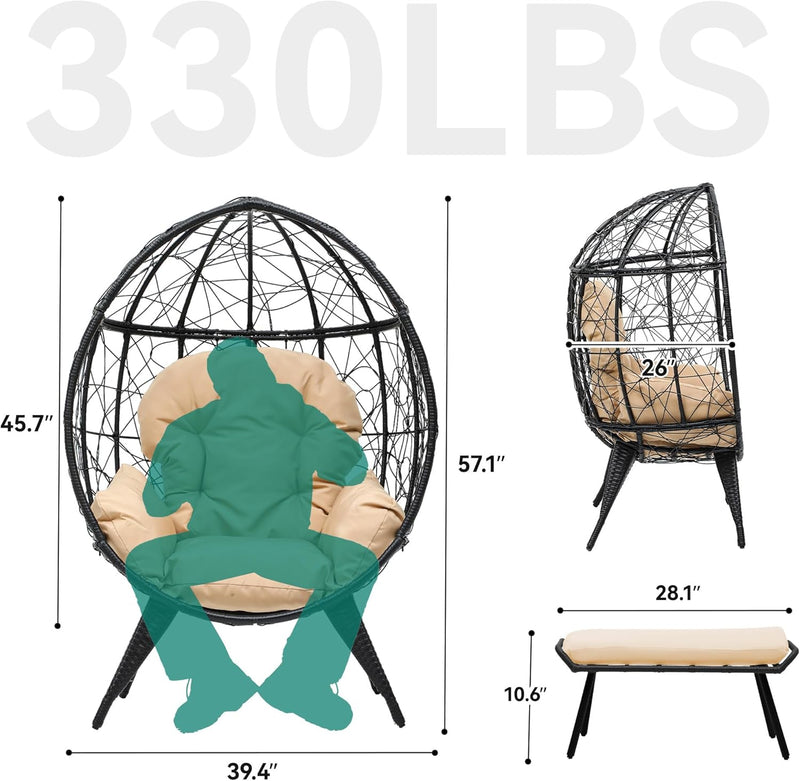 Yitahome Outdoor Wicker Egg Lounge Chair With Footrest FTPLPS-1034 - Like New