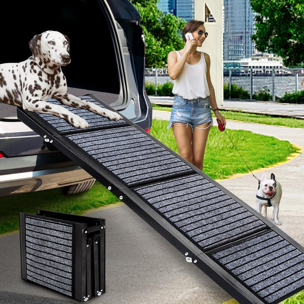 Cjymmfan 62" x 17" Folding Car Ramp for Medium & Large Dogs with Non-Slip Rug Surface ‎PD-007 - Refurbished