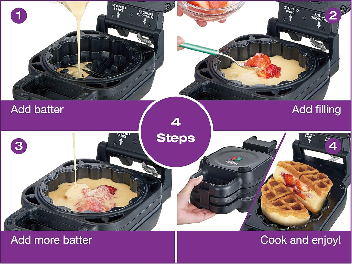 Salton Stuffed 1"-2" Waffle Maker WM2105 - Refurbished