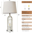 SRJJA Rustic Farmhouse Table Lamps with Nightlight and USB A+C (Set of 2)
